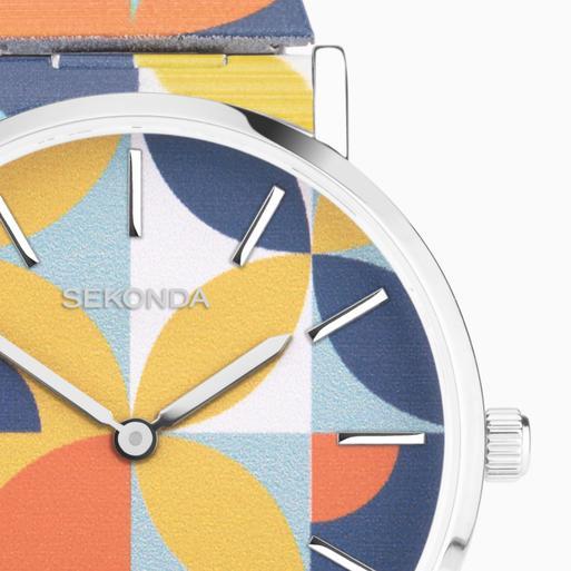 Sekonda Maxima Ladies Watch | Silver Alloy Case & Stainless Steel Expander Bracelet with Geometric Dial | 40578